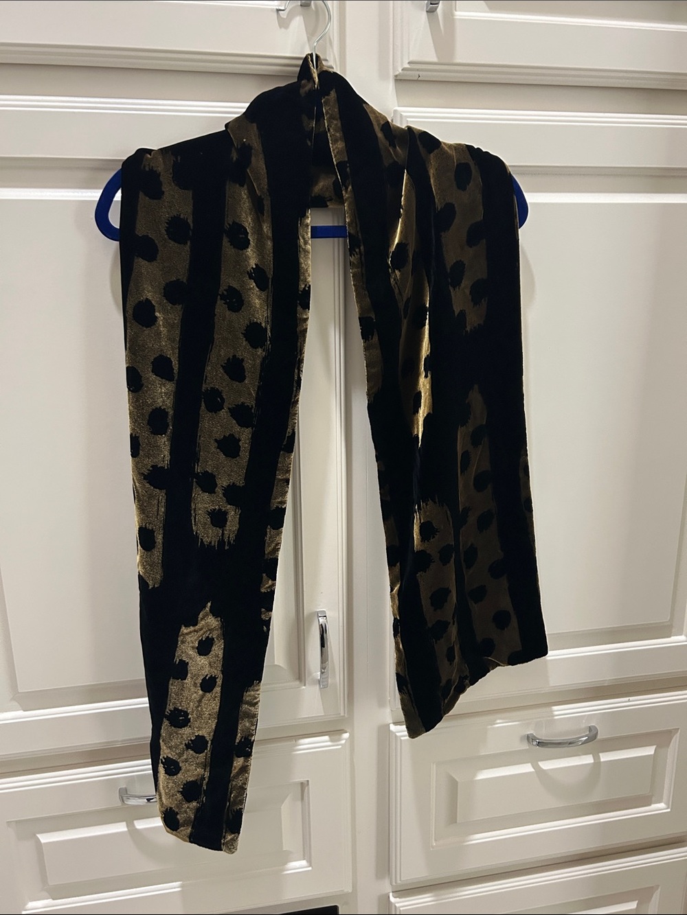 Trisha Needham Black and Gold Velvet Animal Print Scarf
